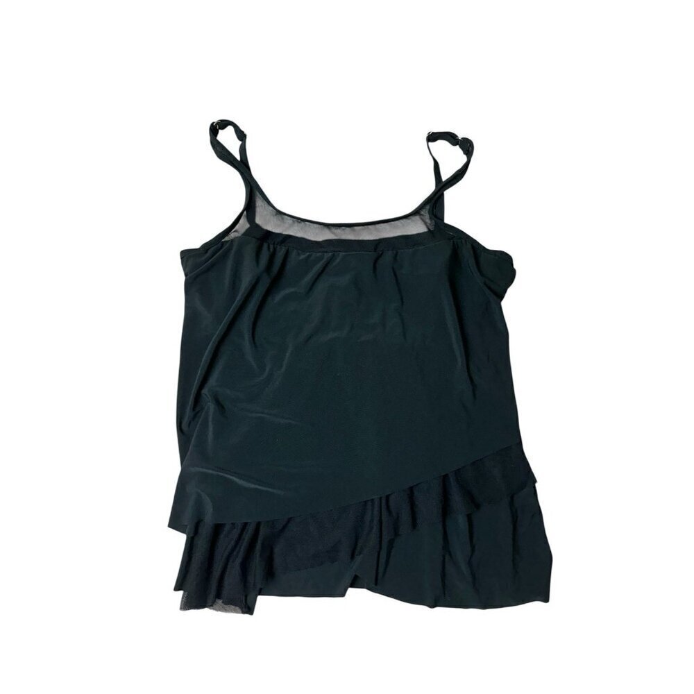 Miraclesuit Black Underwire Mesh Tiered Tankini Top Womens Swim Pool